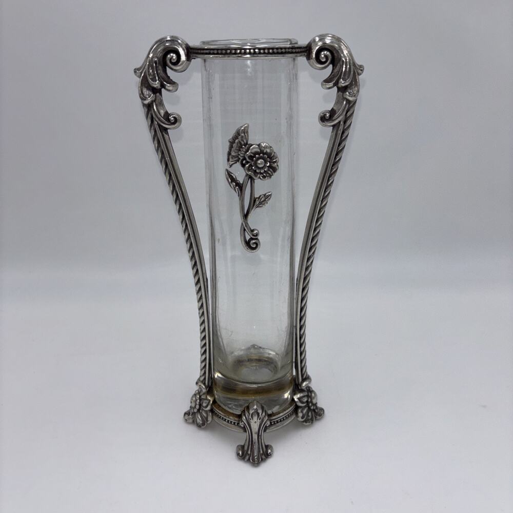 Brighton Contessa Silver Plated 8" Floral Bud Vase Pre Owned Vintage